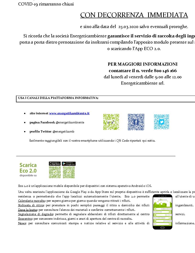 chiusura ecocentro