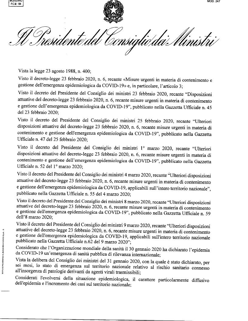 DPCM 11 MARZO