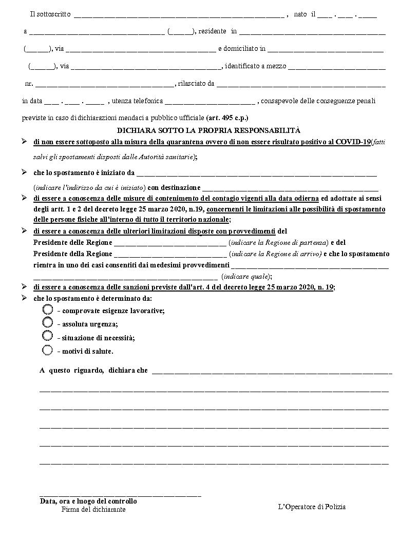 AUTODICHIARAZIONE