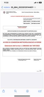 Avviso condizioni metereologiche avverse